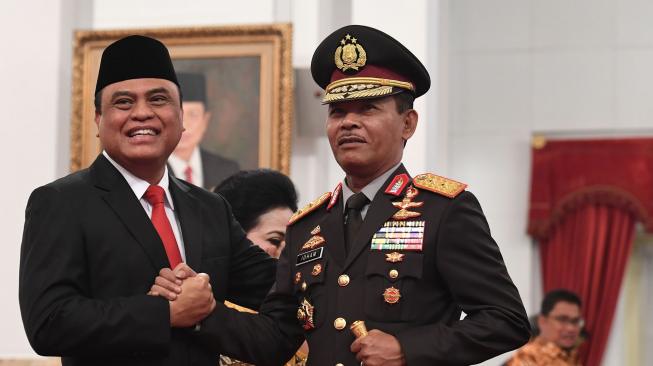 Komjen Pol Syafruddin menggantikan Asman Abnur yang mengundurkan diri pasca Partai Amanat Nasional memutuskan tidak lagi berkoalisi dengan pemerintah. ANTARA FOTO/Puspa Perwitasari