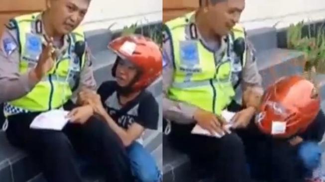 Video Konyol, Bocah Ingusan Bergaya Saat Ditilang Polisi