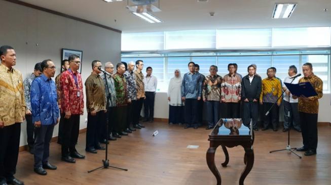 Pelantikan sejumlah pejabat Perbendaharaan Satuan Kerja di lingkungan Direktorat Jenderal Penyediaan Perumahan, Jakarta, Selasa (14/8/2018). (Dok: KemenPUPR)