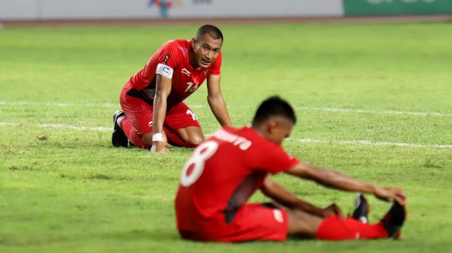 Dalam pertandingan tersebut Timnas Indonesia kalah 1-2 dari Palestina.[Suara.com/Oke Dwi Atmaja]