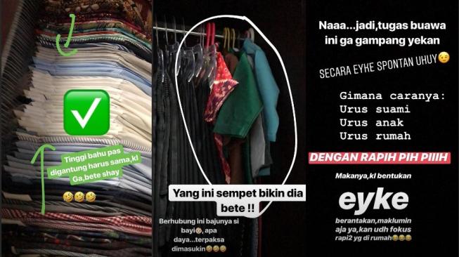 Ayu Dewi mengungkap tuntutan suami yang mengharuskan dirinya merapikan pakaian dengan sempurna. 