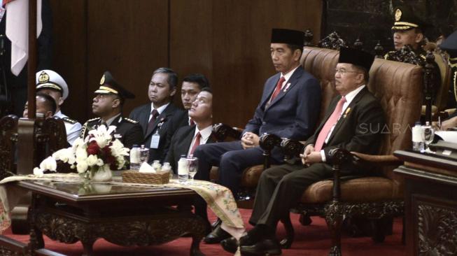 P‎idato Kenegaraan Presiden Republik Indonesia dalam rangka Hari Ulang Tahun ke-73 Proklamasi Kemerdekaan Republik Indonesia Tahun 2018 . [Suara.com/Muhaimin A Untung] 
