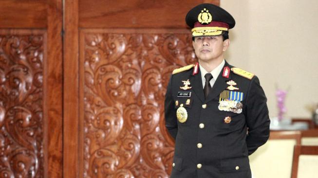 Komjen Pol Ari Dono dilantik untuk menggantikan Komjen Pol Syafruddin yang diangkat sebagai Menteri Pendayagunaan Aparatur Negara dan Reformasi Birokrasi (Menpan-RB).[Suara.com/Muhaimin A Untung] 