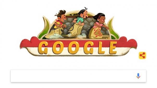 Google Doodle Ikutan Lomba Balap Karung di HUT RI 2018