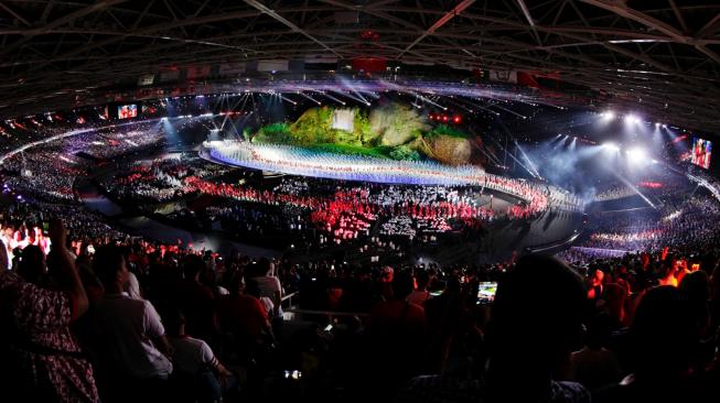 Asian Games 2018 berlangsung di dua kota, yakni Palembang dan Jakarta. Ajang multievent terbesar Asia ini akan berlangsung hingga 2 September 2018 mendatang.[Foto/INASGOC]
