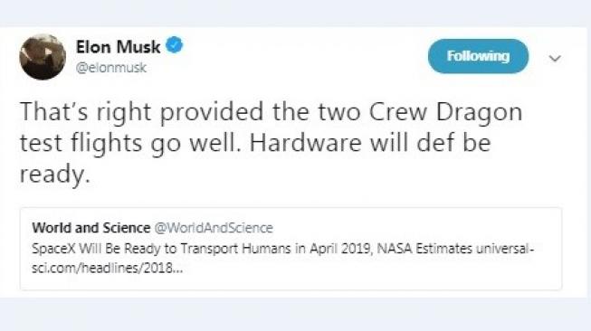 Cuitan Elon Musk. [Twitter]