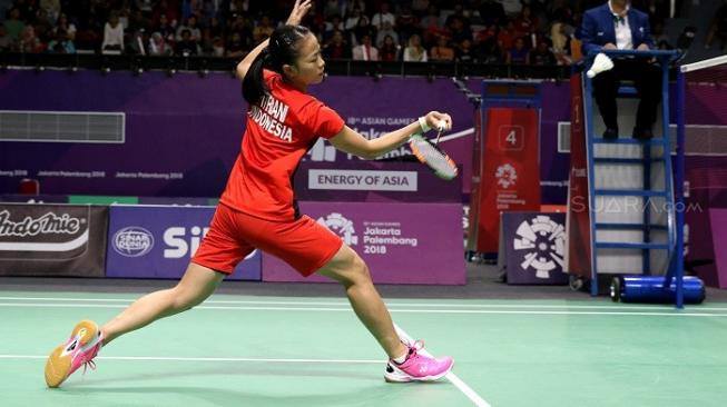 Pebulutangkis tunggal putri Indonesia, Fitriani menjadi penentu kemenangan tim Indonesia di Asian Games atas Hong Kong. [Foto: Humas PBSI]