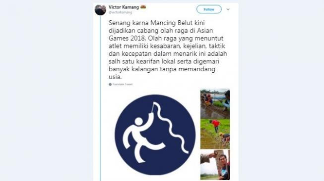 Plesetan logo cabang olahraga Asian Games 2018. [Twitter]