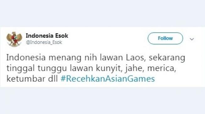 Recehkan #AsianGames2018. [Twitter]