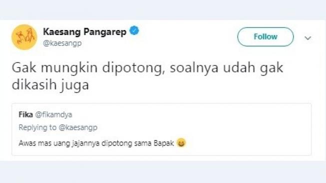 Cuitan Kaesang goda Presiden Jokowi. [Twitter]