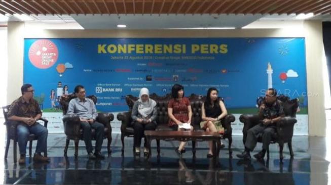 Konferensi Pers Jakarta Great Online Sale 2018 di Jakarta, Kamis (23/8/2018). (Suara.com/Firsta Nodia) 