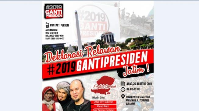 Rencana deklarasi #2019GANTIPRESIDEN di Surabaya, Jawa Timur. [Suara.com/Achmad Ali]