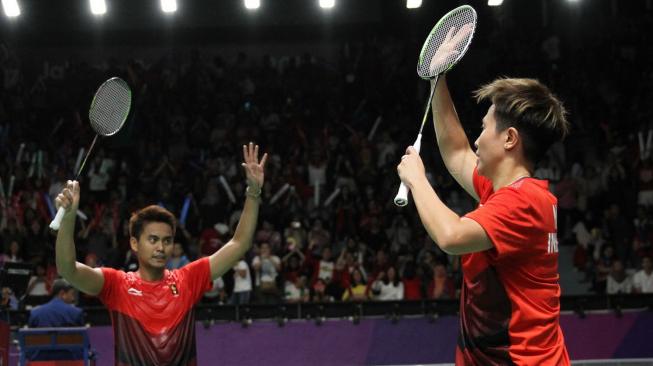 Pasangan ganda campuran Indonesia, Tontowi Ahmad/Liliyana Natsir, melaju ke semifinal Asian Games 2018. [Humas PBSI]