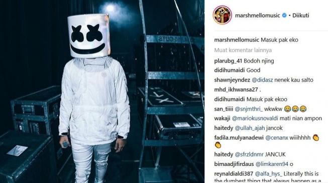 DJ Marshmellow menulis kalimat "Masuk Pak Eko" di Instagram. (Instagram)