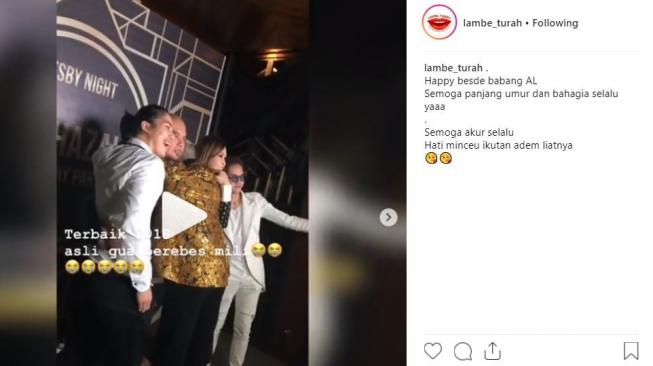 Ahmad Dhani dan Maia Estianty akur di pesta ulang tahun si sulung Al Ghazali. [instagram/lambe_turah]