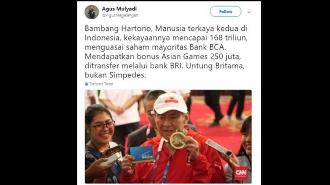 Komentar Kocak Warganet saat Bambang Hartono Pamer Bonus