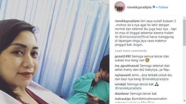 Rian d'Masiv saat menanti kelahiran buah hati keduanya. [instagram/rianekkypradipta]