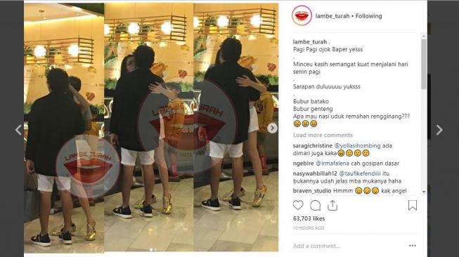 Angel Karamoy mesra dengan seorang pria yang diduga Jose Poernomo. [instagram/lambe_turah]