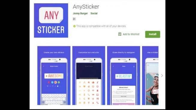 Aplikasi Any Sticker. [Google Play Store]