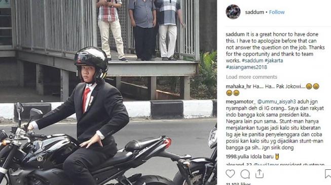 Stuntman Presiden Jokowi, Saddum. [Instagram]