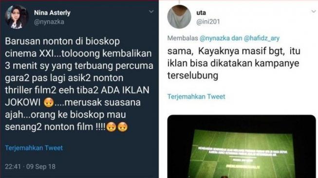 Iklan Jokowi Tayang Sebelum Film Diputar di Bioskop Diprotes