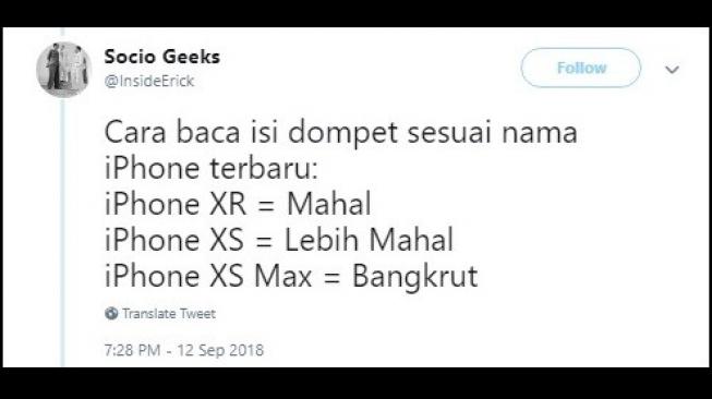 Cuitan warganet terkait peluncuran iPhone terbaru. [Twitter]