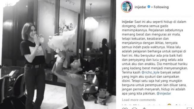 Jessica Iskandar bersyukur dipacari Richard Kyle. [instagram/inijedar]