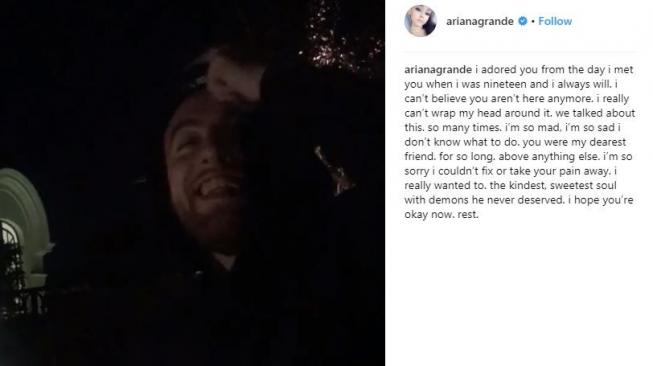 Ariana Grande buka suara soal kematian mantan kekasihnya, Mac Miller. [instagram/arianagrande]