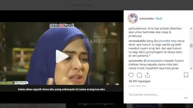 Warganet bertanya tentang hukum poligami kepada Sunu [Instagram]