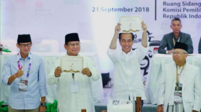 Jokowi Nomor Urut 1, Prabowo Nomor 2 di Pilpres 2019