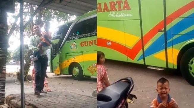 Tangis Bocah Saat Ditinggal Ayahnya Kerja ini Bikin Haru Biru