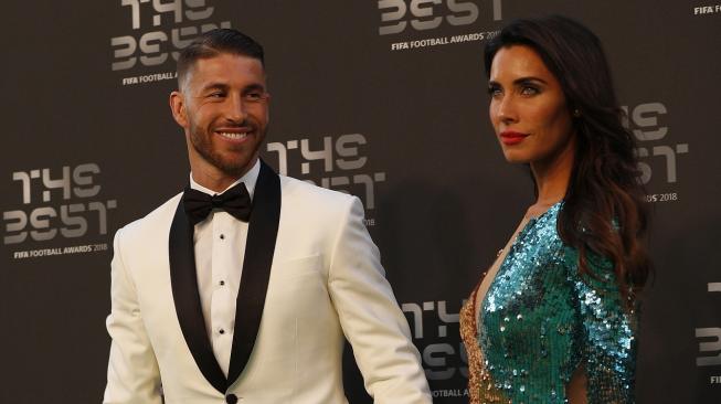 Pemain Real Madrid, Sergio Ramos dan kekasihnya Pilar Rubio (AFP)
