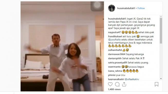 Wapres Jusuf Kalla joget dengan cucunya. (instagram @husainabdullah1)