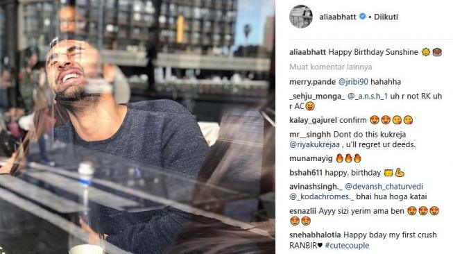 Alia Bhatt memberikan ucapan manis di ultah ke-36 Ranbir Kapor. (Instagram)