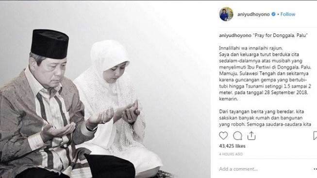 Sampaikan Doa Korban Gempa Palu, Ani Yudhoyono Disindir Netizen