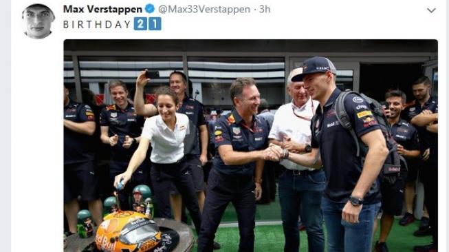 Max Verstappen berulang tahun ke-21 hari ini (30/9/2018) [Twitter : @Max33Verstappen].