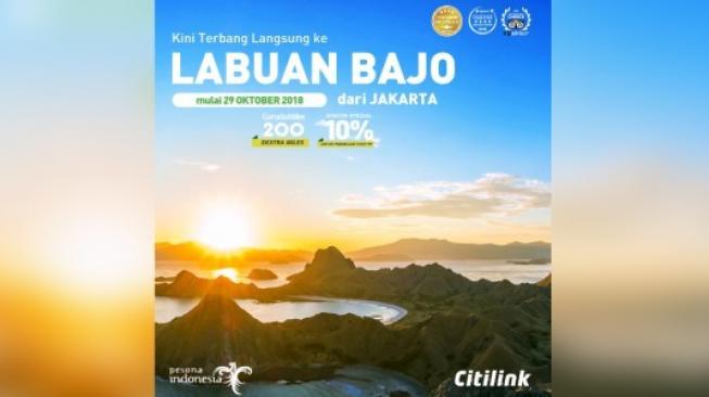 Mulai 29 Oktober, Citilink Terbang Langsung Jakarta - Labuan Bajo