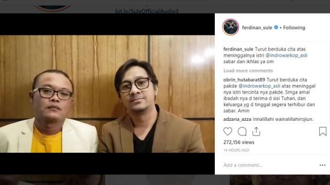 Sule dan Andre Taulany mengucapkan belasungkawa atas wafatnya istri Indro Warkop, Nita Octobijanthy. [instagram/ferdinand_sule]