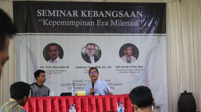 Seminar kebangsan membahas kepemimpinan di era milenial. (Dok. panitia seminar Risky)