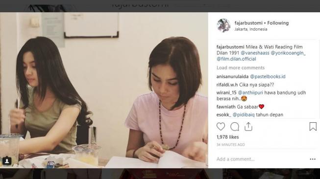 Vanesha Prescilla mulai proses reading untuk film Dilan 1991. [instagram/fajarbustomi]