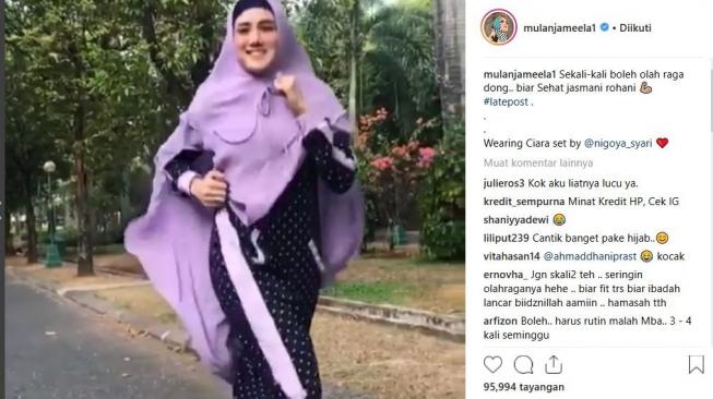 Mulan Jameela unggah video berolahraga. (Instagram Mulan Jameela)