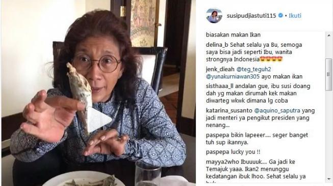 Menteri Susi Pudjastuti ajak masyarakat makan ikan Lemuru [instagram @susipudjiastuti]