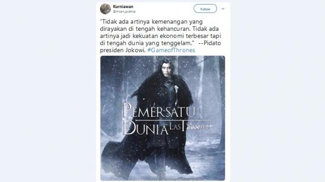 Meme pidato Jokowi. [Twitter]