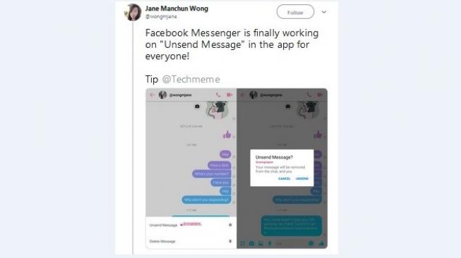 Fitur baru Facebook, Unsend. [Twitter]