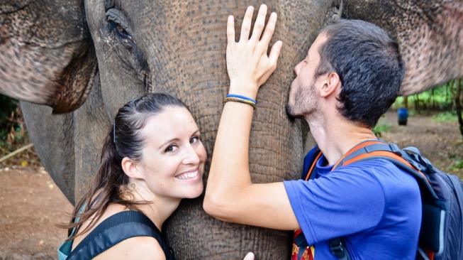 Niat Foto Bareng, Aksi Sang Gajah Justru Bikin Ngakak