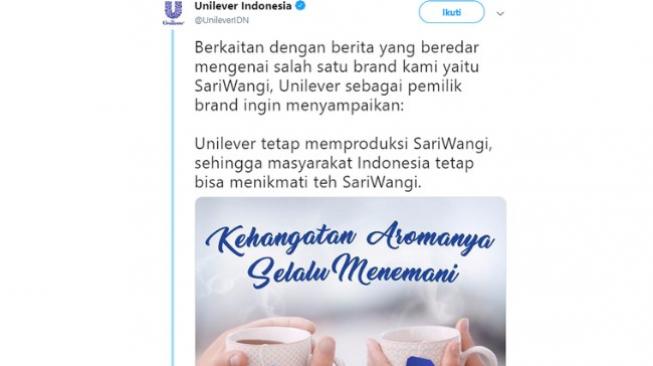 Sariwangi Pailit Itu Tidak Benar, Unilever Indonesia Angkat Bicara