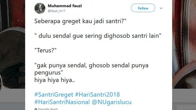 Cuitan warganet seberapa greget Hari Santri Nasional. [Twitter]