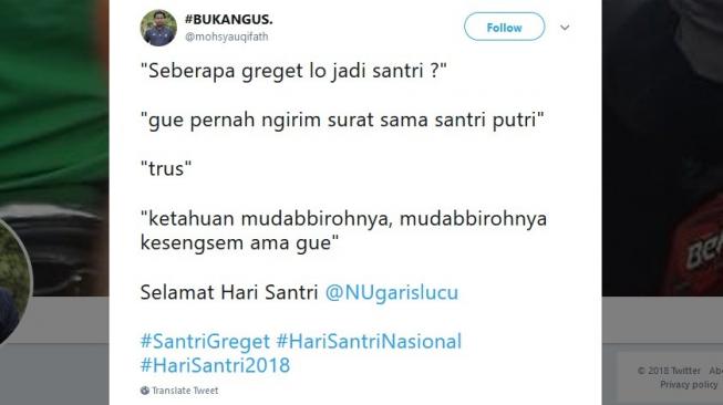 Cuitan warganet seberapa greget Hari Santri Nasional. [Twitter]