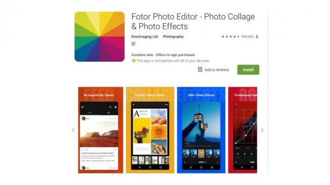 Aplikasi foto Fotor Photo Editor. [Google Play Store]