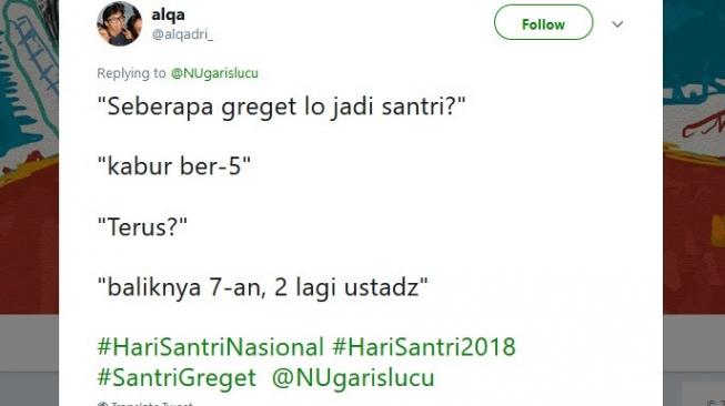 Cuitan warganet seberapa greget Hari Santri Nasional. [Twitter]